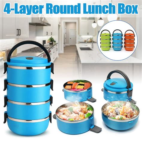 Mumusuki Stainless Steel Insulated Lunch Box, 4 Tier Stackable 